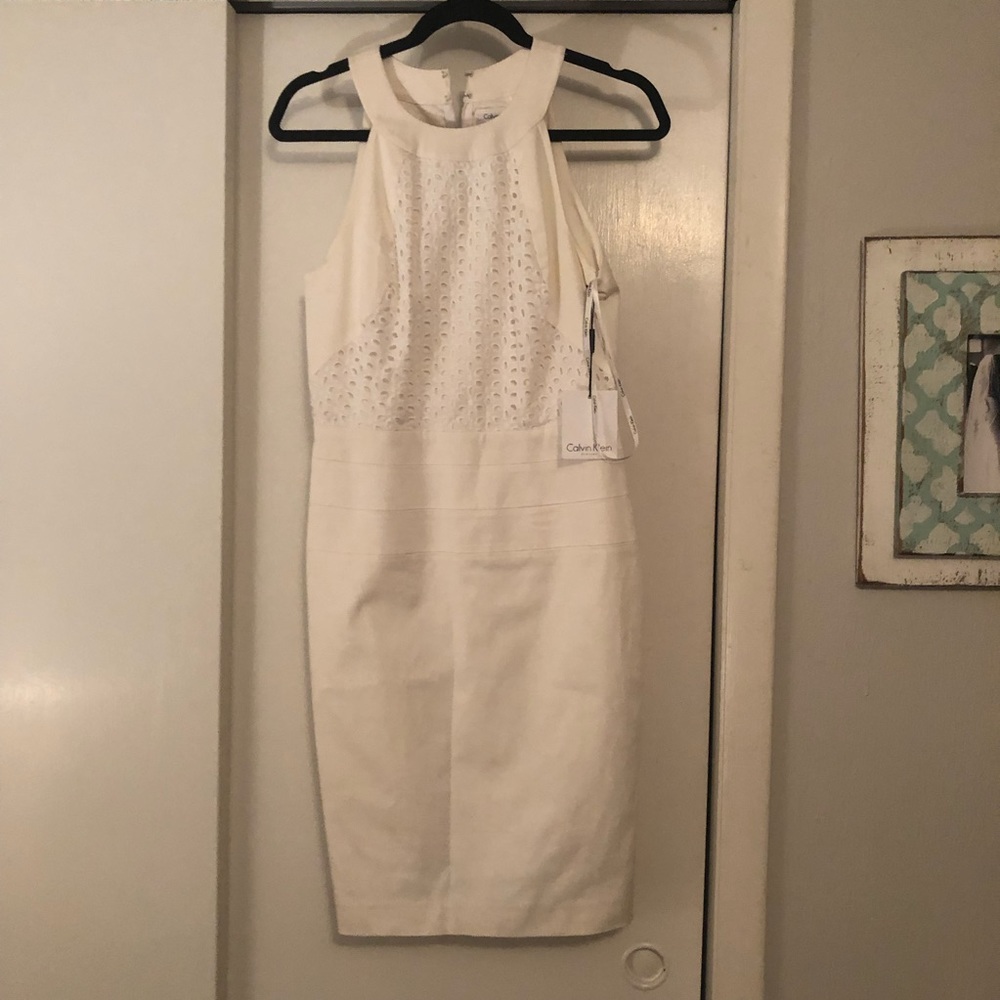 White Dress Sz 6 Calvin Klein